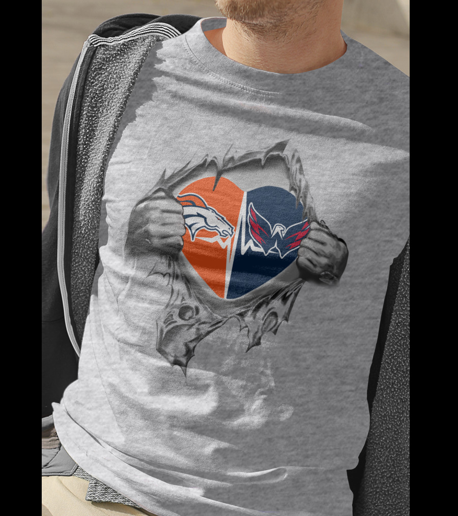 Broncos Capitals Heart Split Fans Essentials Pullover Hoodie T-Shirt