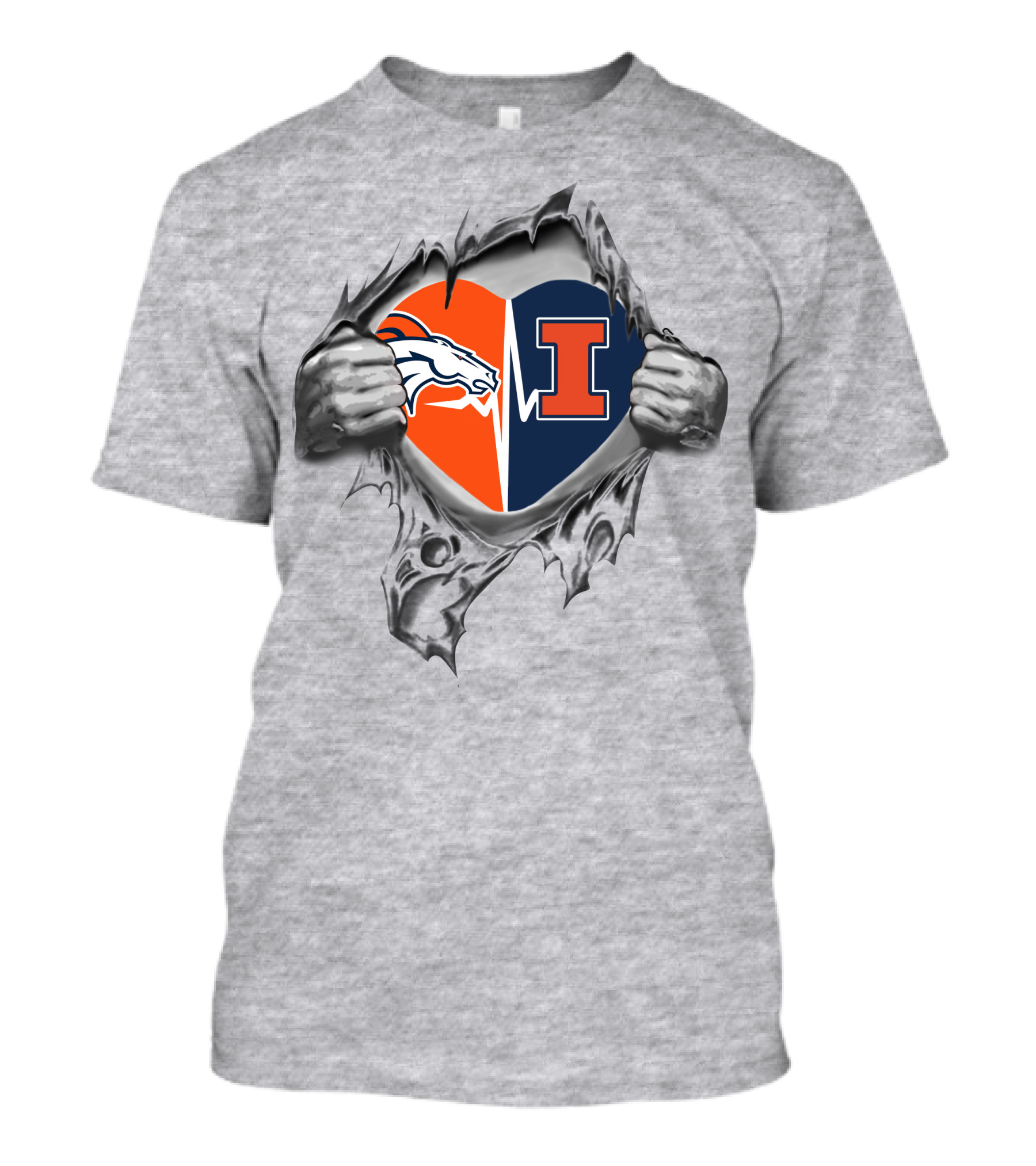 Broncos Illinois Heartbeat Logo Peel T-Shirt