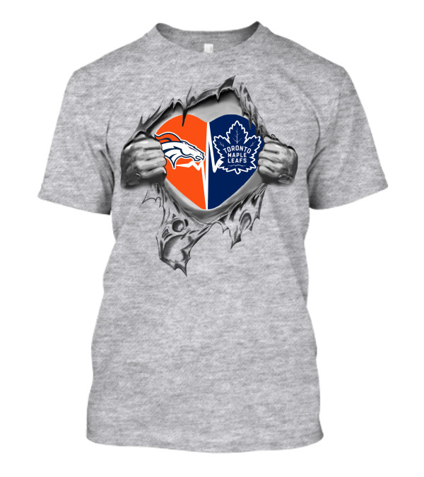 Broncos Toronto Maple Leafs Heart Logo Combination T-Shirt