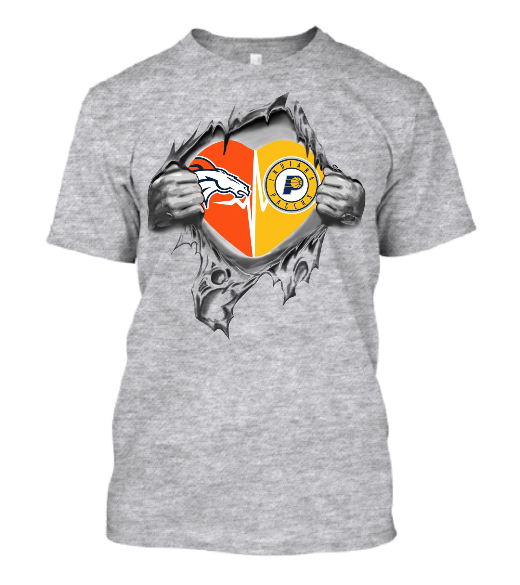Broncos Pacers Heart Logo Mashup T-Shirt