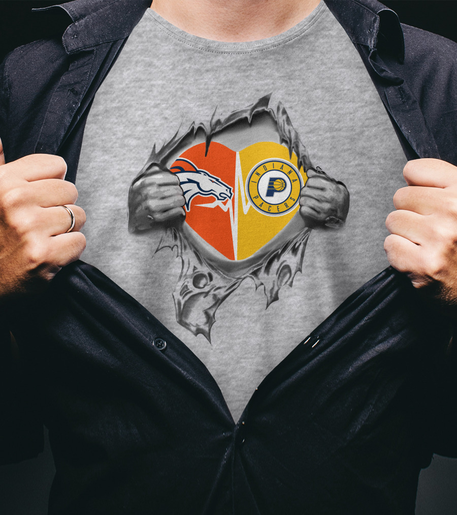 Broncos Pacers Heart Logo Mashup T-Shirt