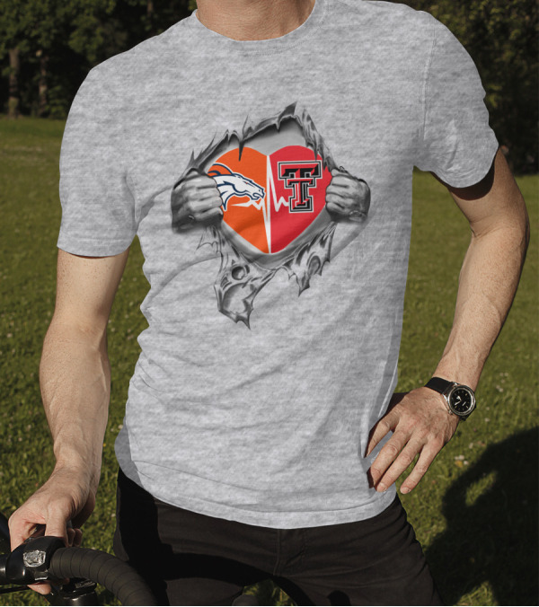 Broncos Texas Tech Heartbeat Fans United T-Shirt