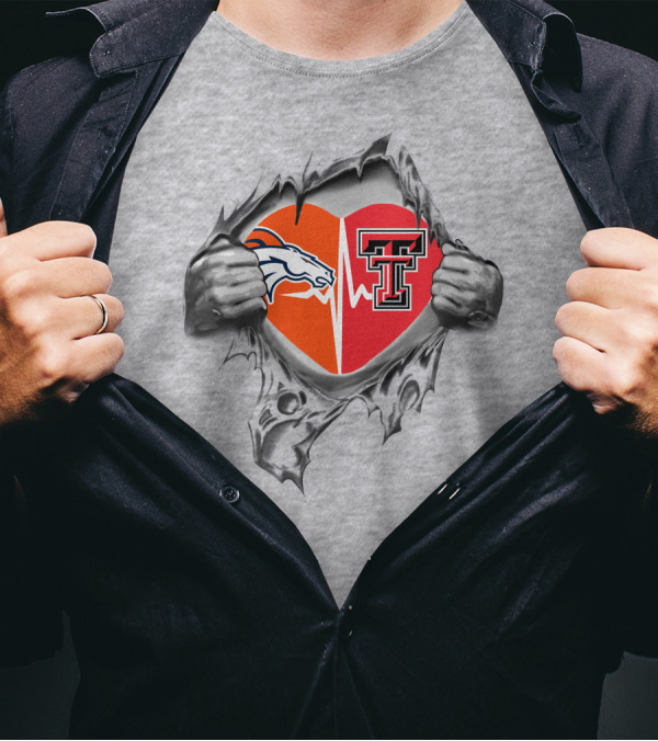 Broncos Texas Tech Heartbeat Fans United T-Shirt