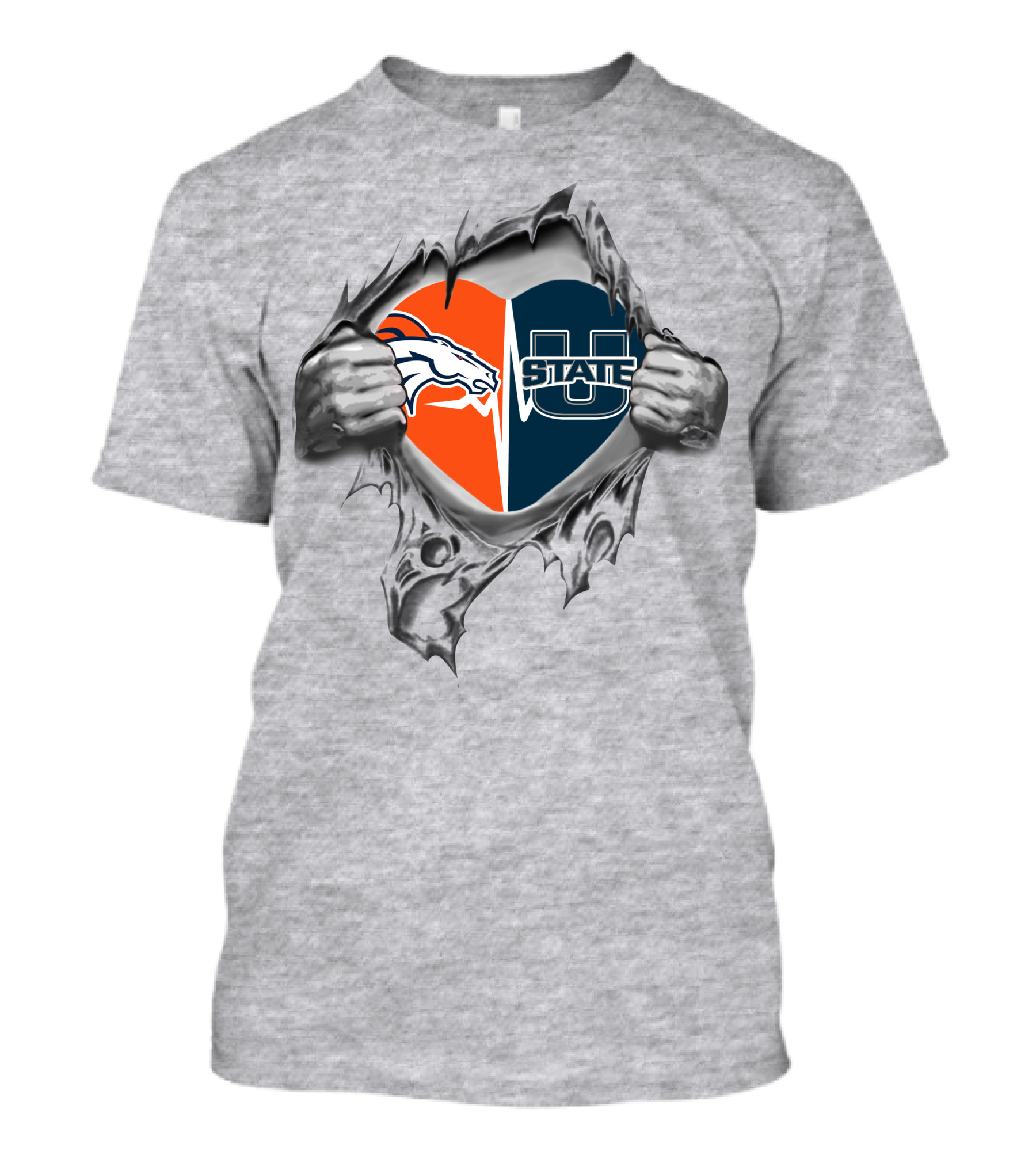Broncos Utah State Heart Torn Flesh T-Shirt