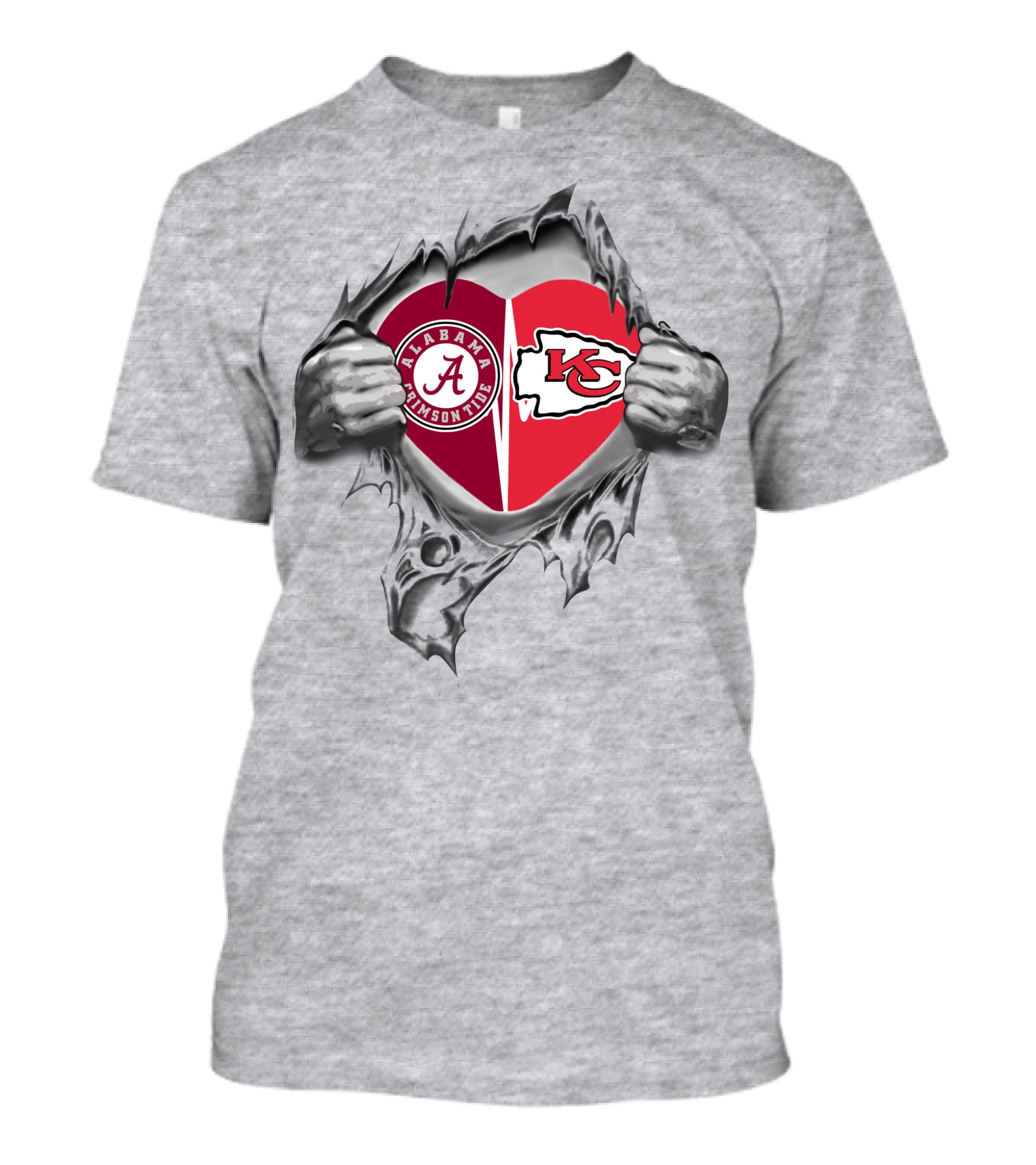 Alabama Crimson Tide And Kansas City Chiefs Heart T-Shirt