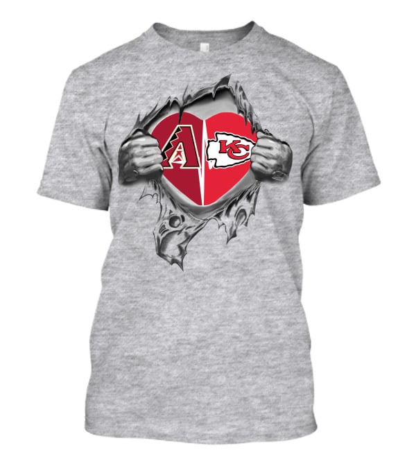 Arizona Diamondbacks Kansas City Chiefs Heart Torn T-Shirt