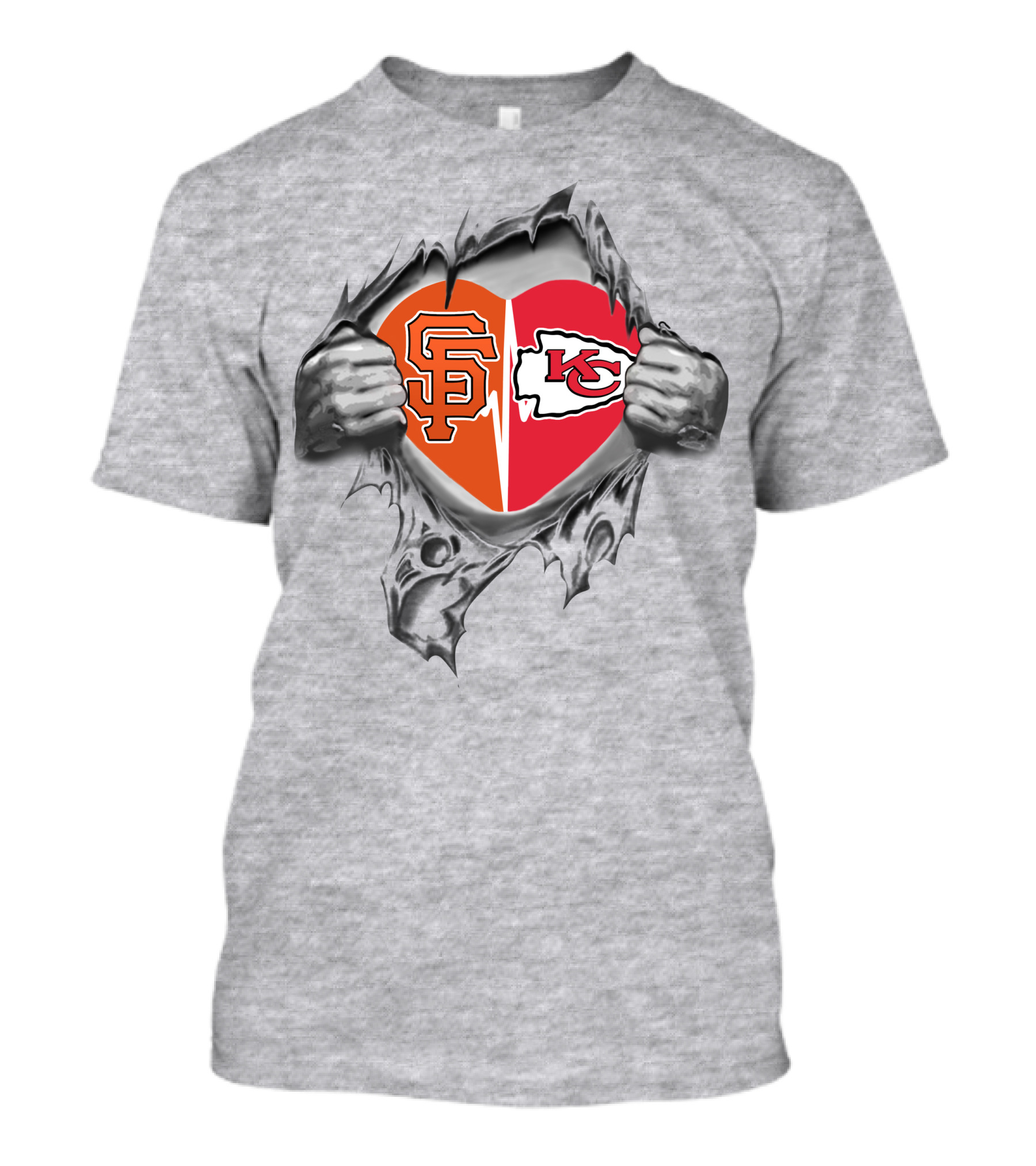 San Francisco Giants Kansas City Chiefs Heart Sports Passion T-Shirt