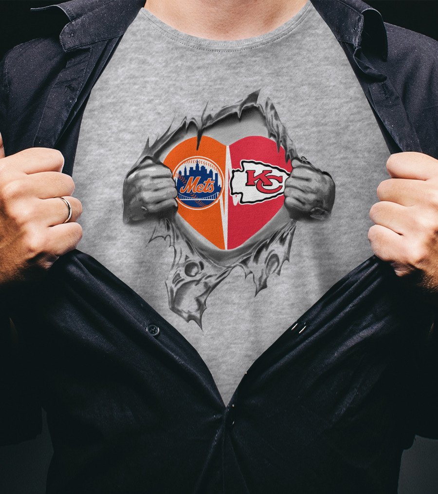 Chiefs Mets Heart Symbol With City Logo And Arrowhead T-Shirt