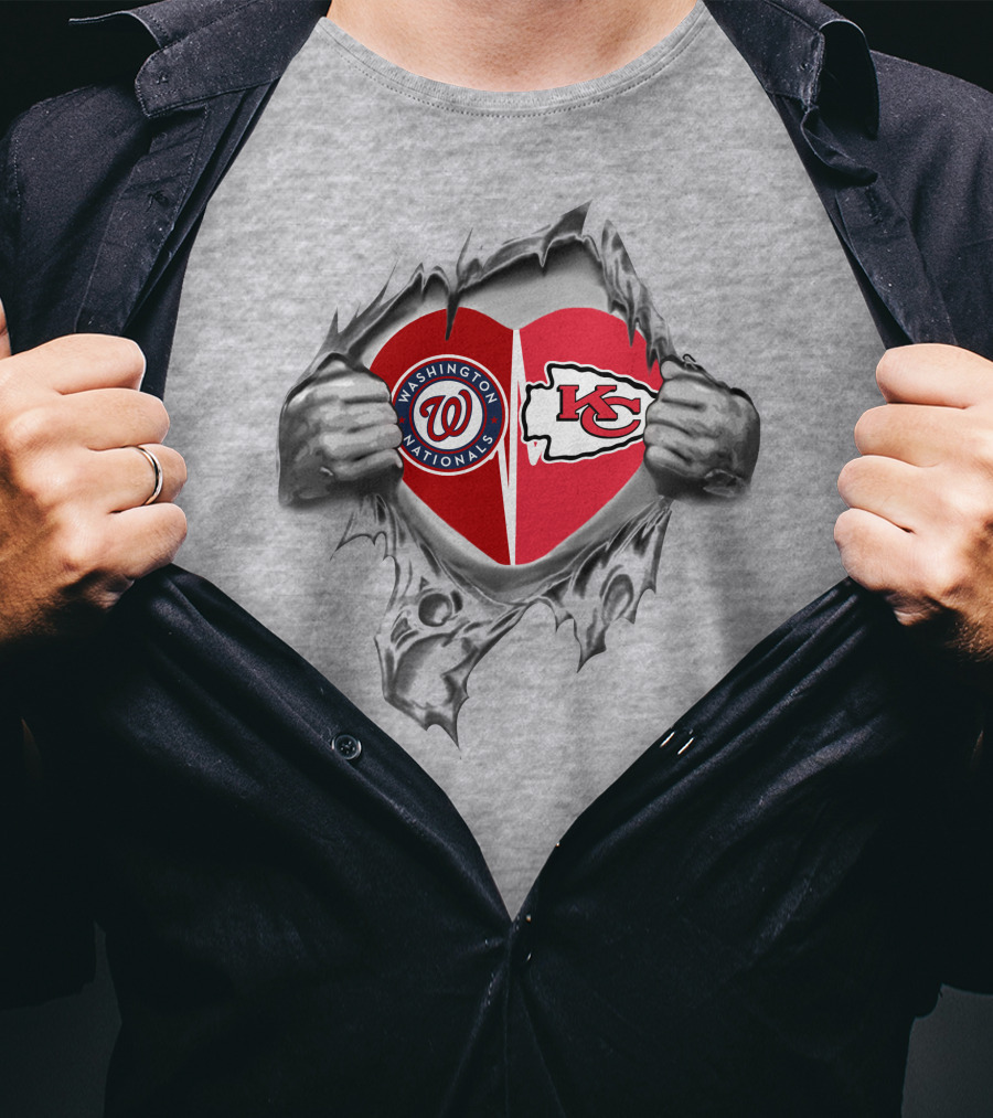 Washington Nationals Kansas City Chiefs Heart T-Shirt