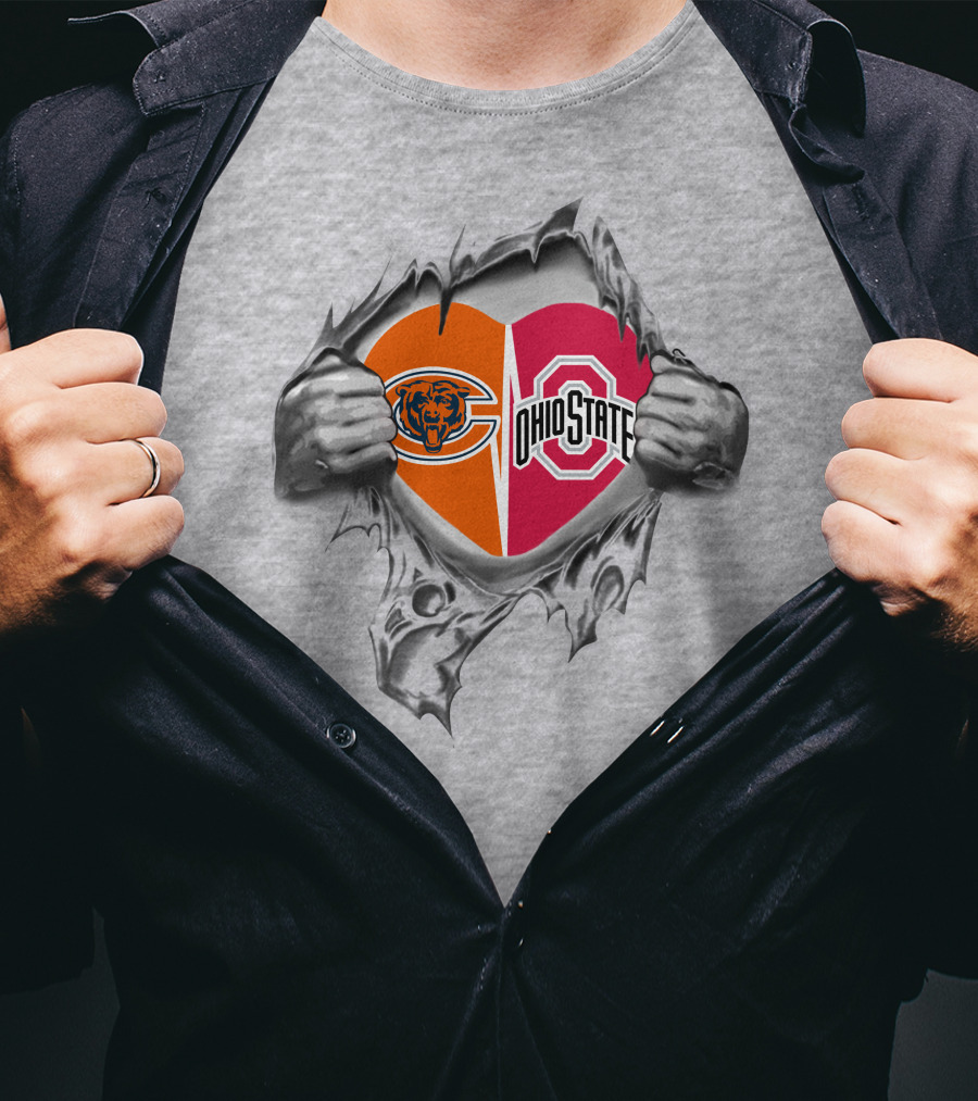 Chicago Bears Ohio State Buckeyes Heart Rip T-Shirt