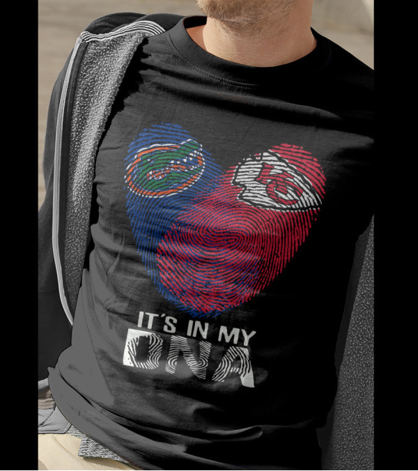 It's In My DNA Gators Chiefs Fingerprint Heart T-Shirt