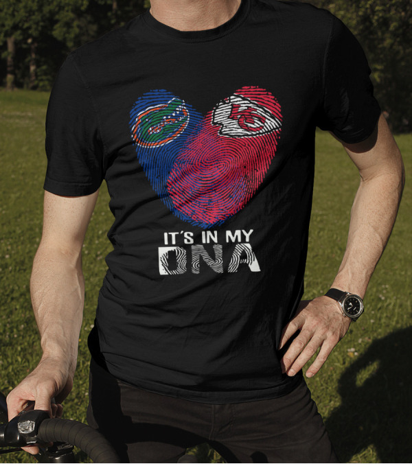 It's In My DNA Gators Chiefs Fingerprint Heart T-Shirt