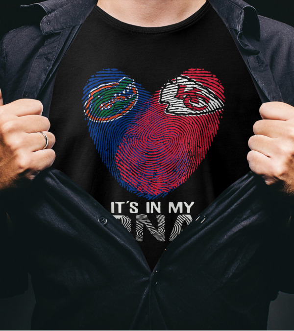It's In My DNA Gators Chiefs Fingerprint Heart T-Shirt