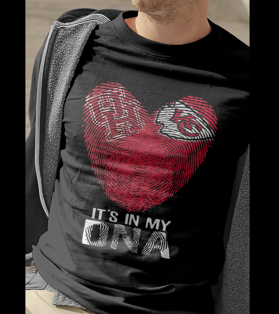 Houston Cougars Kansas City Chiefs Heart Shaped Fingerprint It's In My DNA T-Shirt