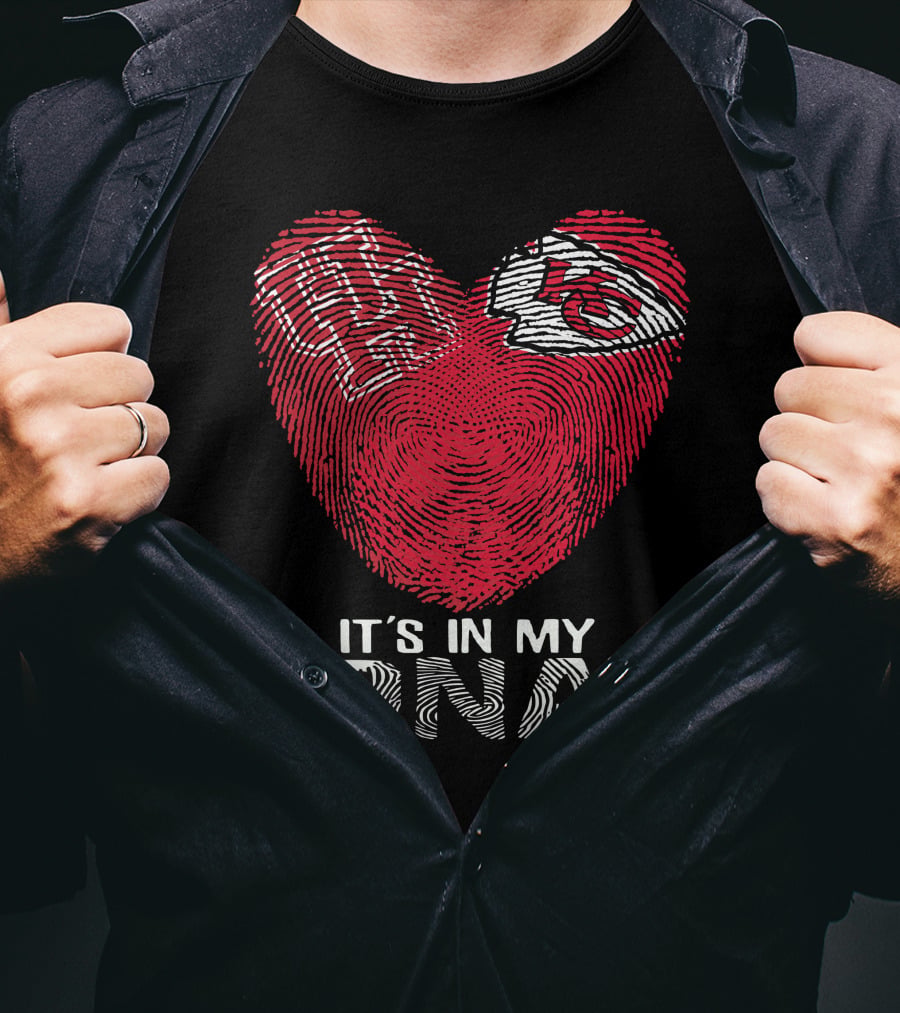 Houston Cougars Kansas City Chiefs Heart Shaped Fingerprint It's In My DNA T-Shirt