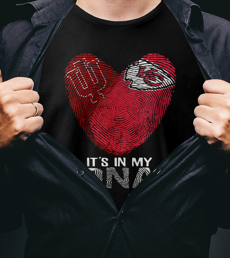 Indiana Hoosiers Chiefs Fingerprint Heart It's In My DNA T-Shirt