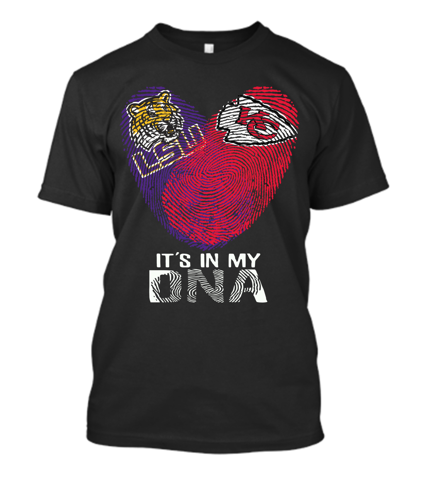 LSU Tigers Chiefs It's In My DNA Fingerprint Heart T-Shirt