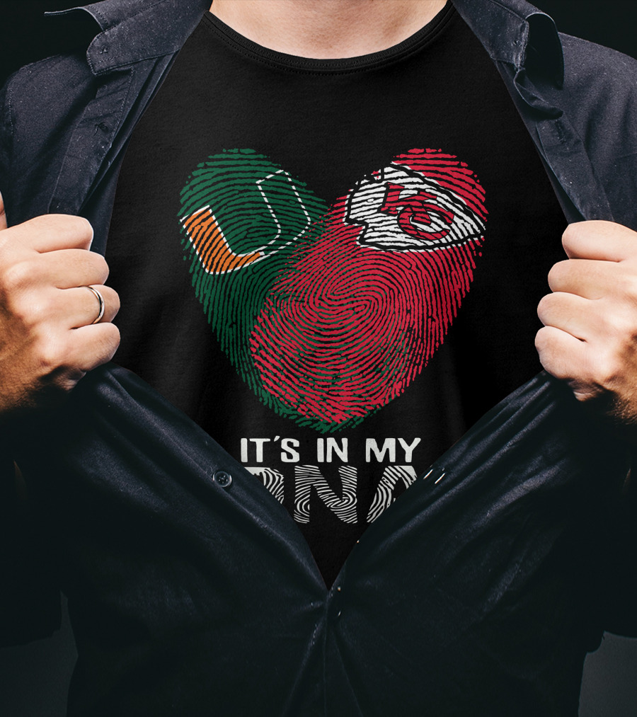 Miami Hurricanes Chiefs It's In My DNA Fingerprint T-Shirt