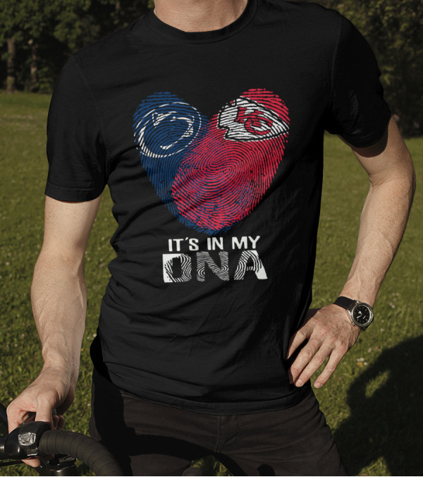 Penn State Nittany Lions And Chiefs It's In My DNA Fingerprint Heart T-Shirt