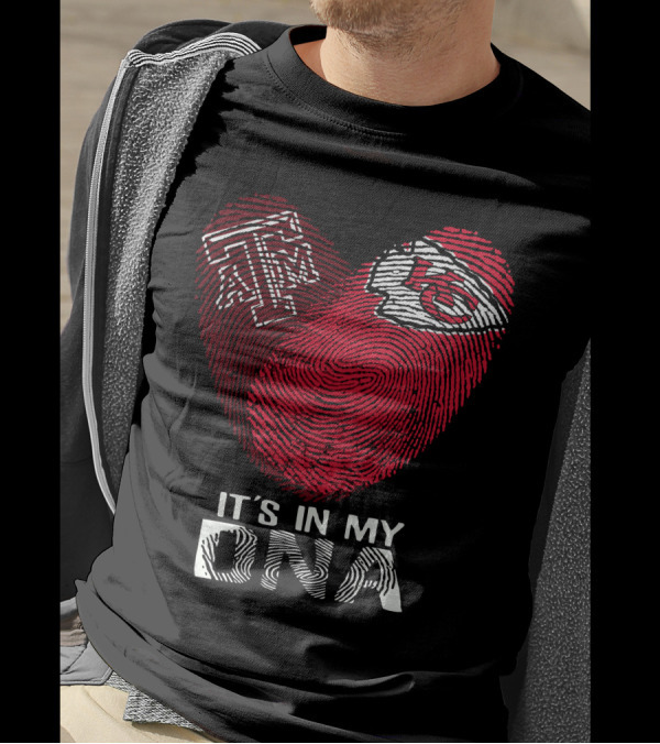 Texas A&M Aggies Chiefs It's In My DNA Fingerprint Heart T-Shirt