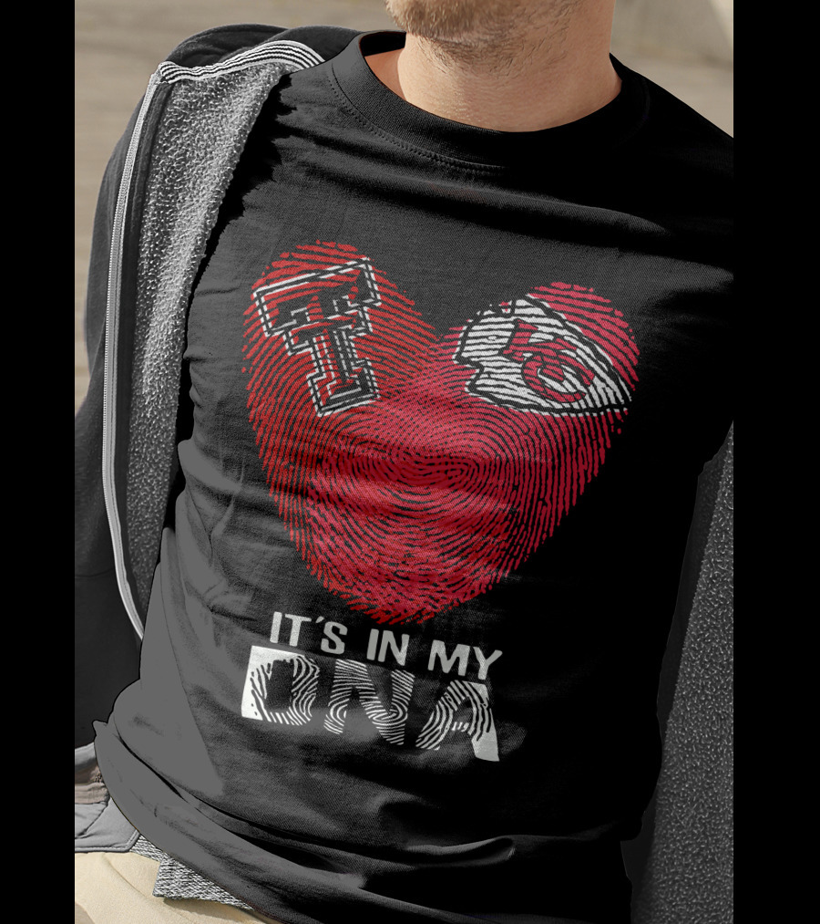 Texas Tech Chiefs It's In My DNA Fingerprint Heart T-Shirt