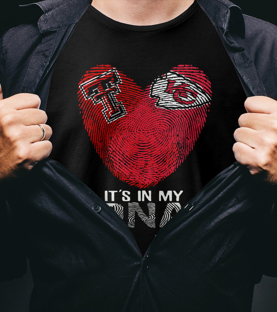 Texas Tech Chiefs It's In My DNA Fingerprint Heart T-Shirt