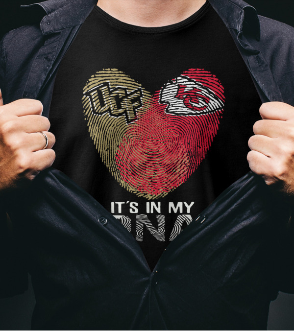 UCF Knights Chiefs Fingerprint Heart It's In My DNA T-Shirt