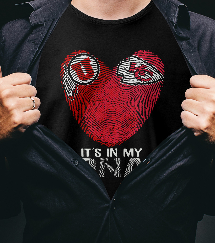 Utah Utes KC Chiefs It's In My DNA Fingerprint Heart T-Shirt