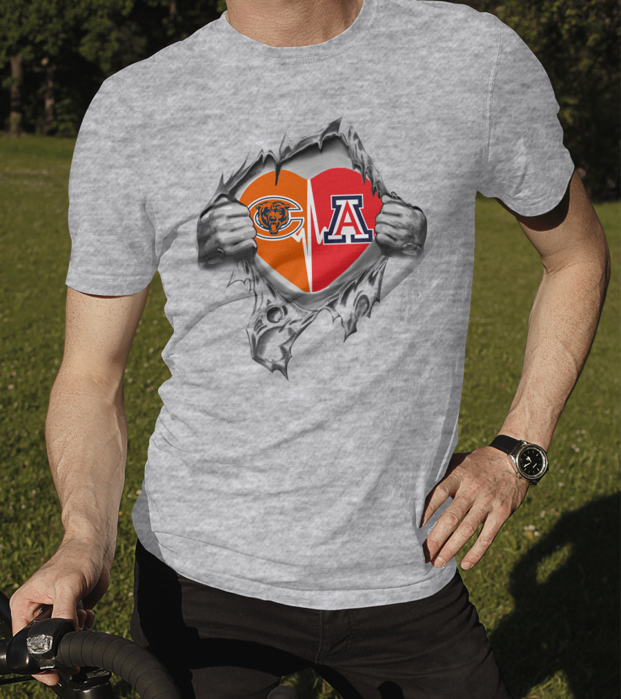 Chicago Bears And University Of Arizona Heart T-Shirt