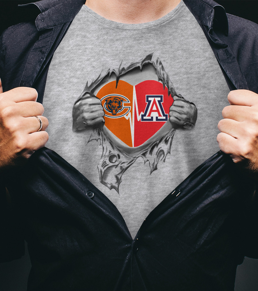 Chicago Bears And University Of Arizona Heart T-Shirt
