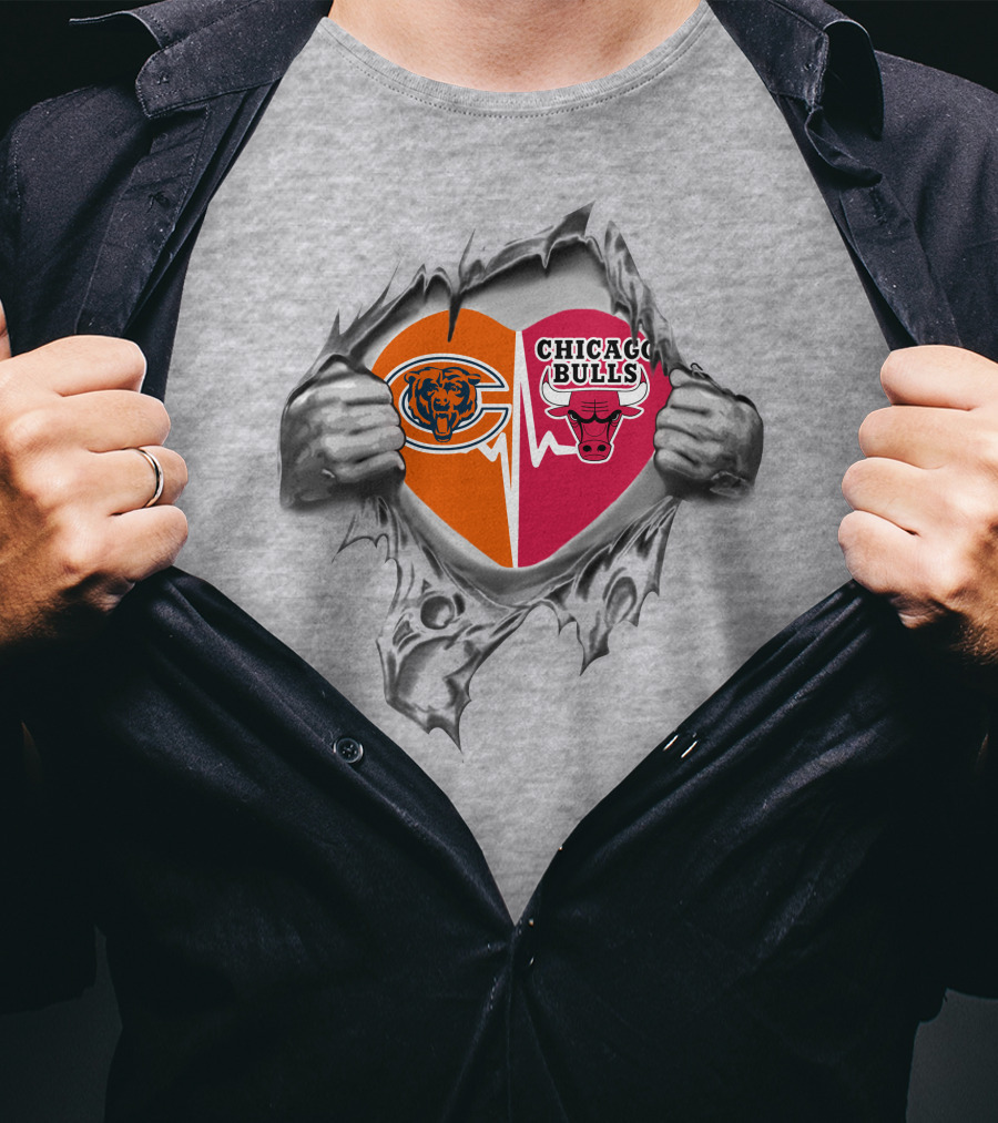 Chicago Bears Bulls Heart T-Shirt