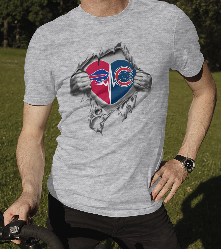 Bills Cubs Heart Logos Passion Connection T-Shirt