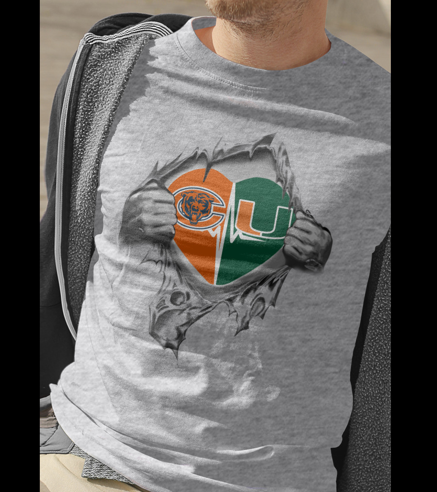 Bears Hurricanes Heart Logo Combination T-Shirt