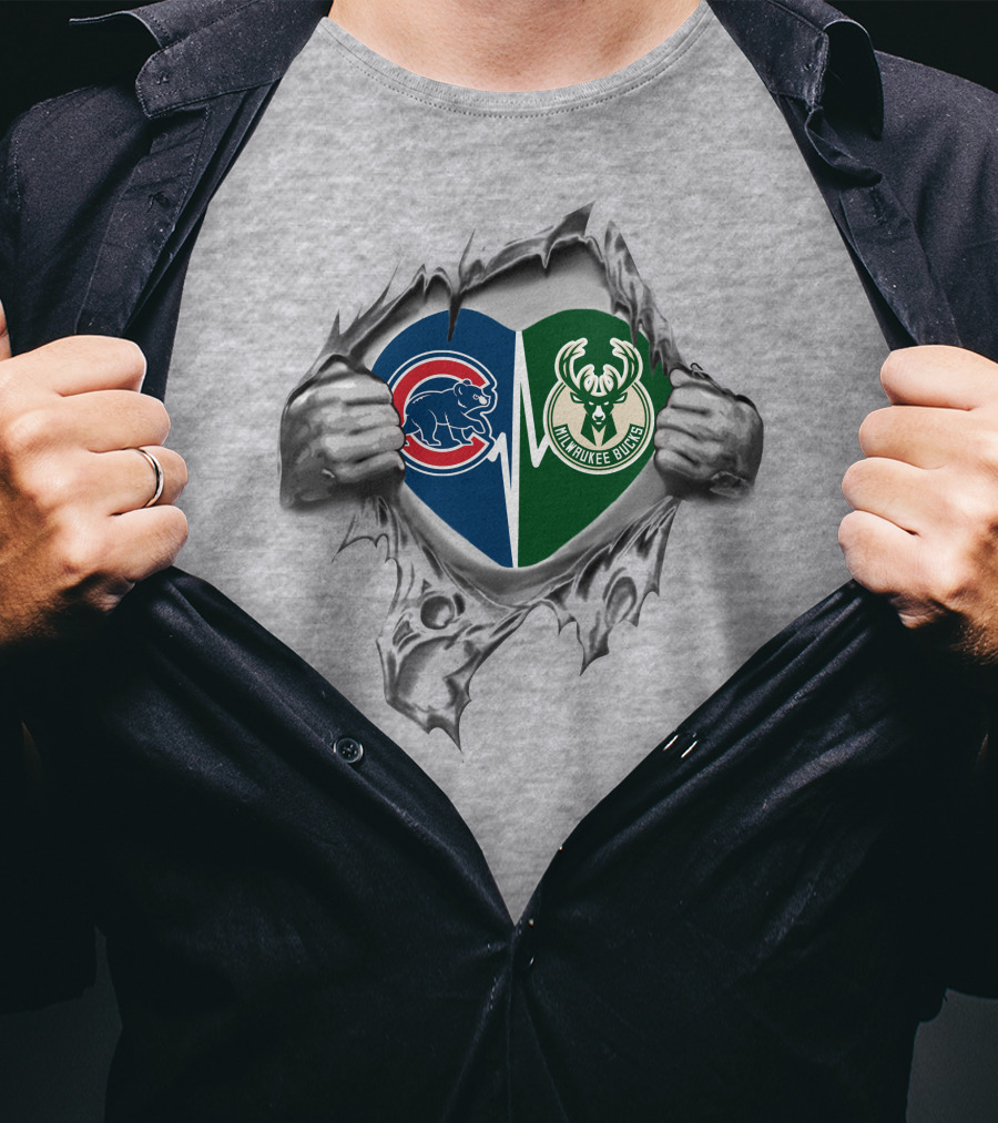 Cubs Bucks Heart With Chicago And Milwaukee Sports T-Shirt