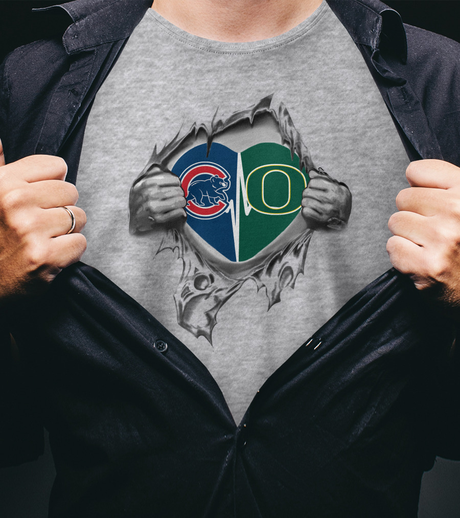 Cubs Ducks Heart Rip T-Shirt