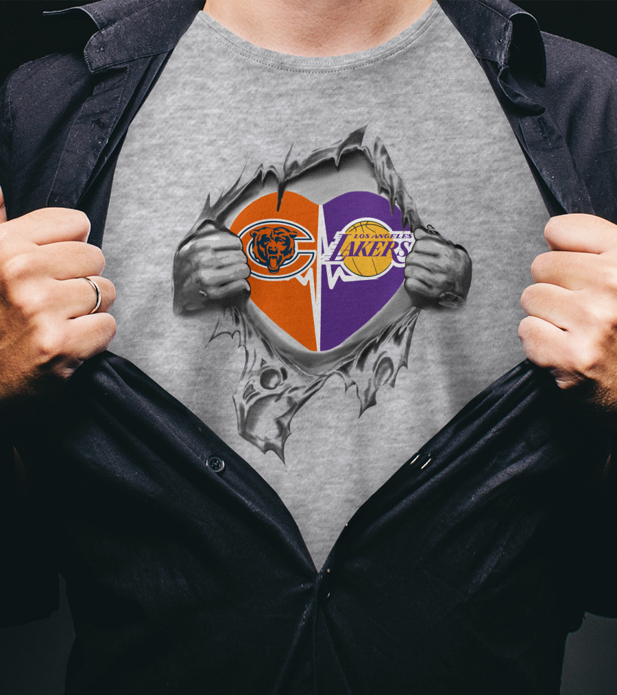 Bears Los Angeles Lakers Heart Torn Open T-Shirt