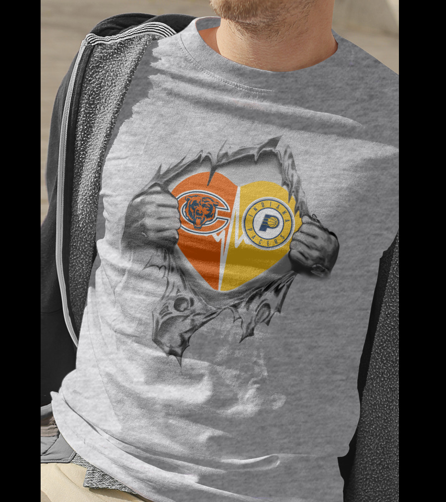 Chicago Bears And Indiana Pacers Heart Pride With Tear-Away T-Shirt