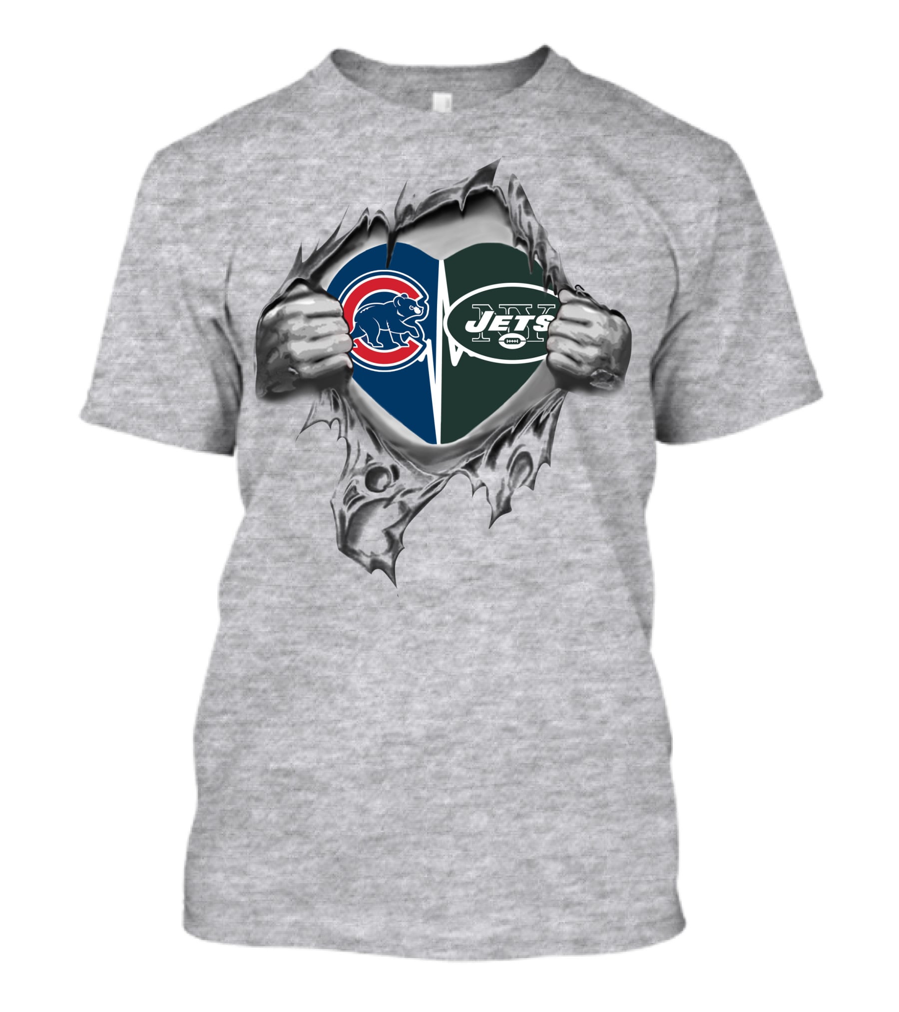 Cubs Jets Heart Torn Logo Design Featuring Teams T-Shirt