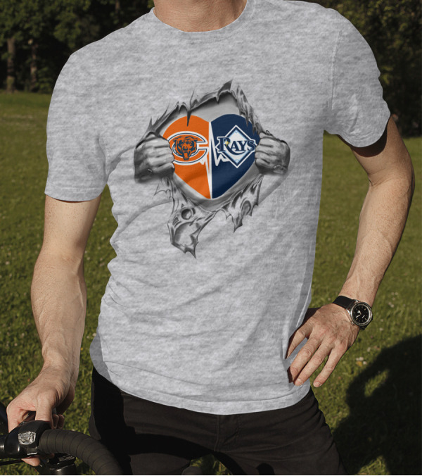 Bears Rays Heart Split Logos With Hands T-Shirt