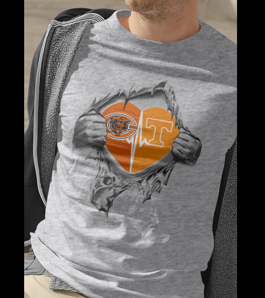 Chicago Bears Tennessee Volunteers Heartbeat Passion T-Shirt