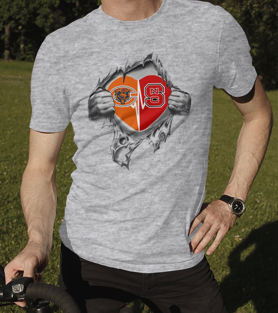 Chicago Bears NC State Heart T-Shirt