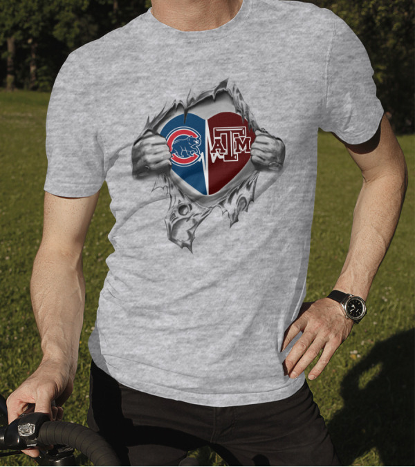 Chicago Cubs Texas A&M Aggies Heart T-Shirt