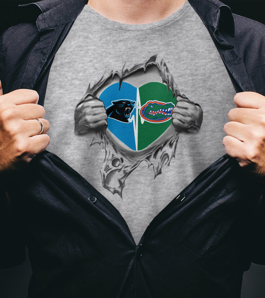 Panthers Gators Heart Torn Metal T-Shirt