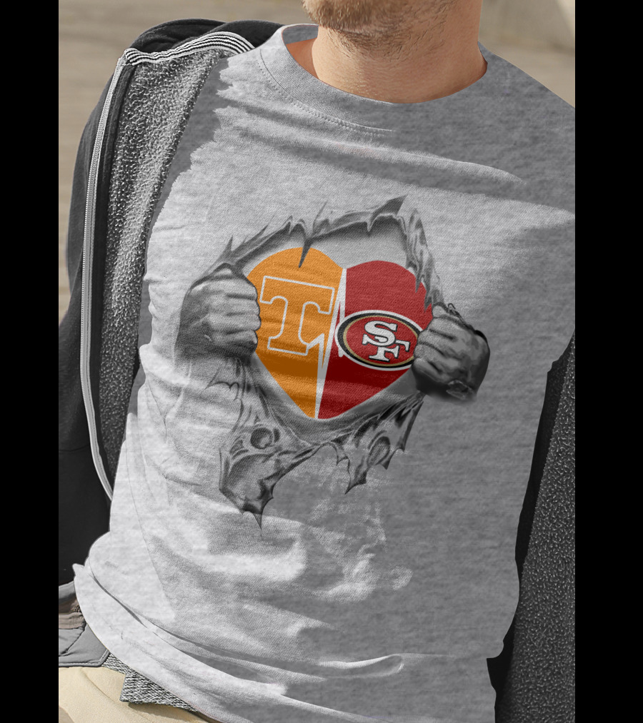Tennessee Volunteers San Francisco 49ers Heart T-Shirt