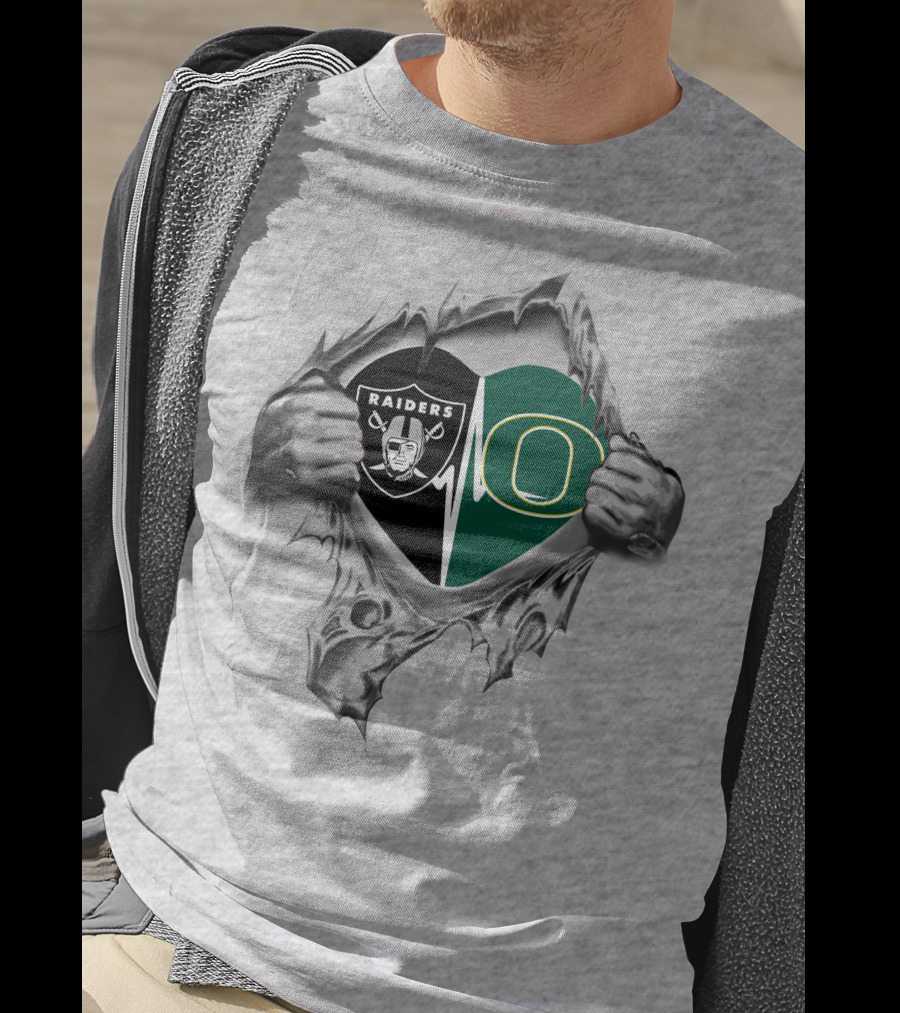 Raiders Oregon Ducks Heartbeat Passion Fan T-Shirt
