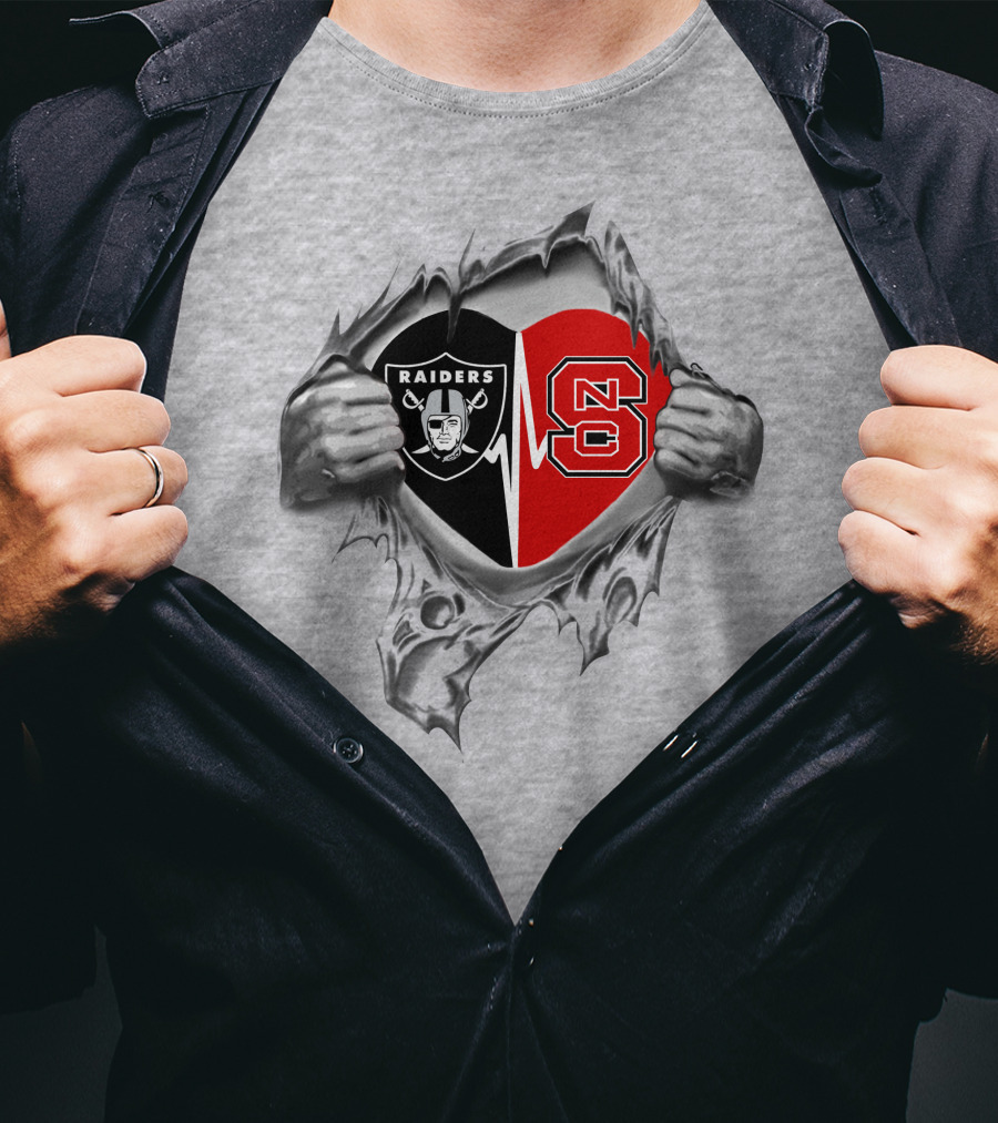 Raiders Nc State Heart Shield T-Shirt