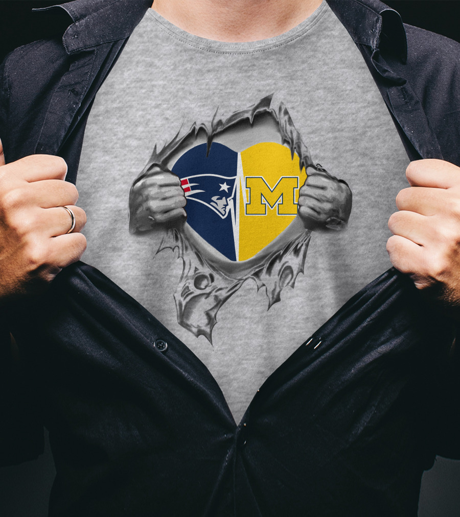 Patriots Michigan Heart Design Football Fan T-Shirt