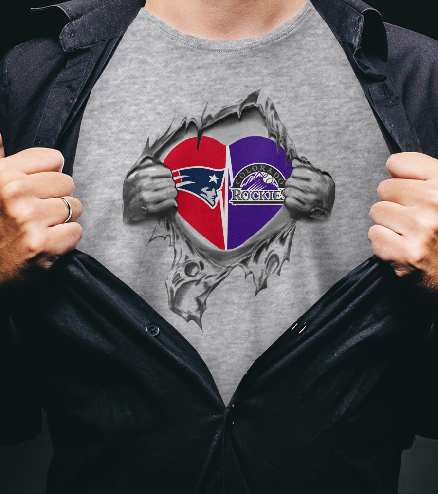 Patriots Rockies Heart Symbol Featuring Team T-Shirt