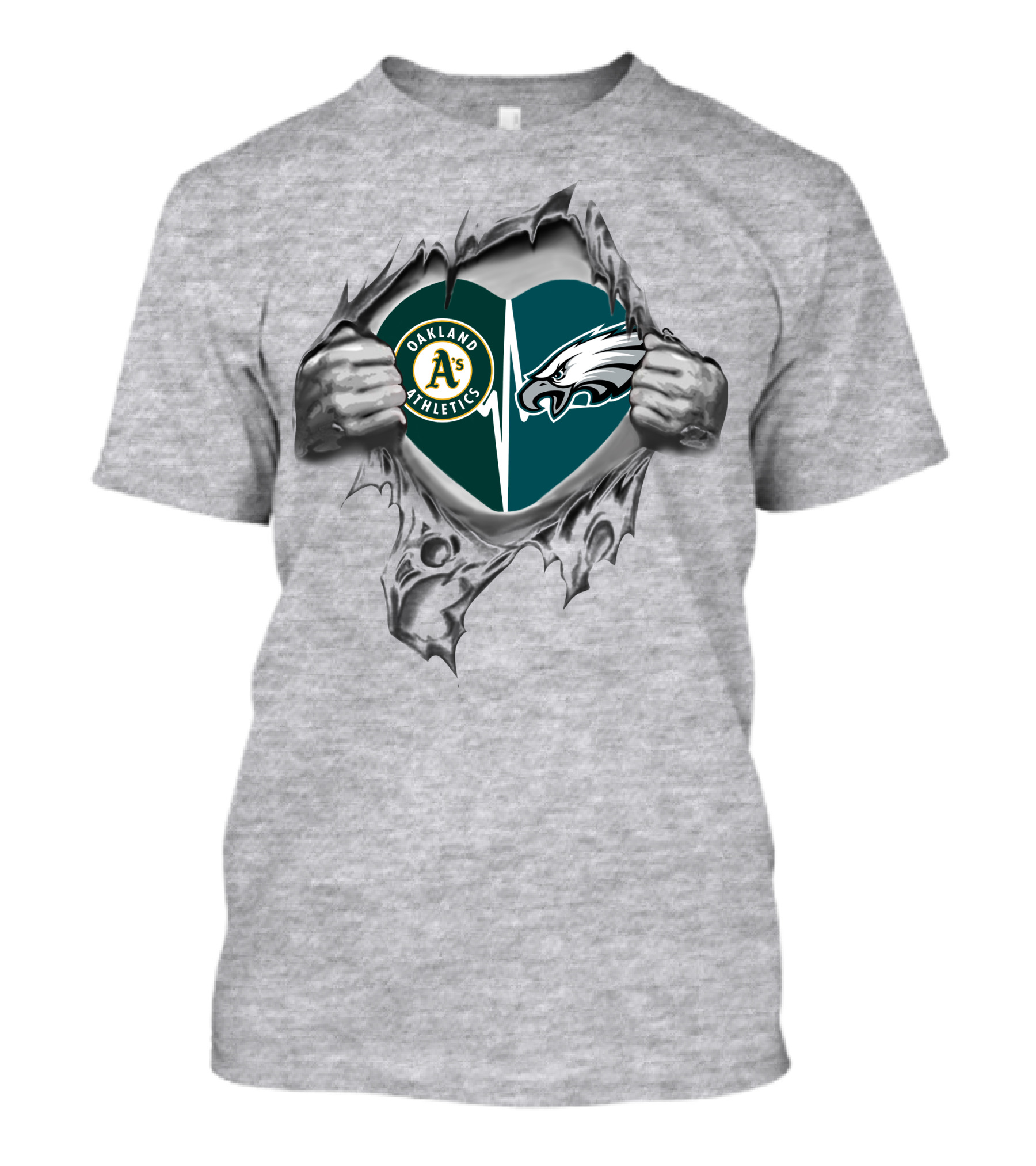 Eagles Athletics Oakland Athletics Heart Beat T-Shirt