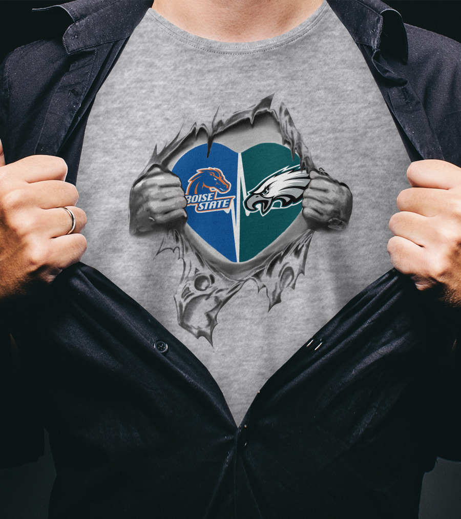 Boise State Broncos Philadelphia Eagles Heart T-Shirt